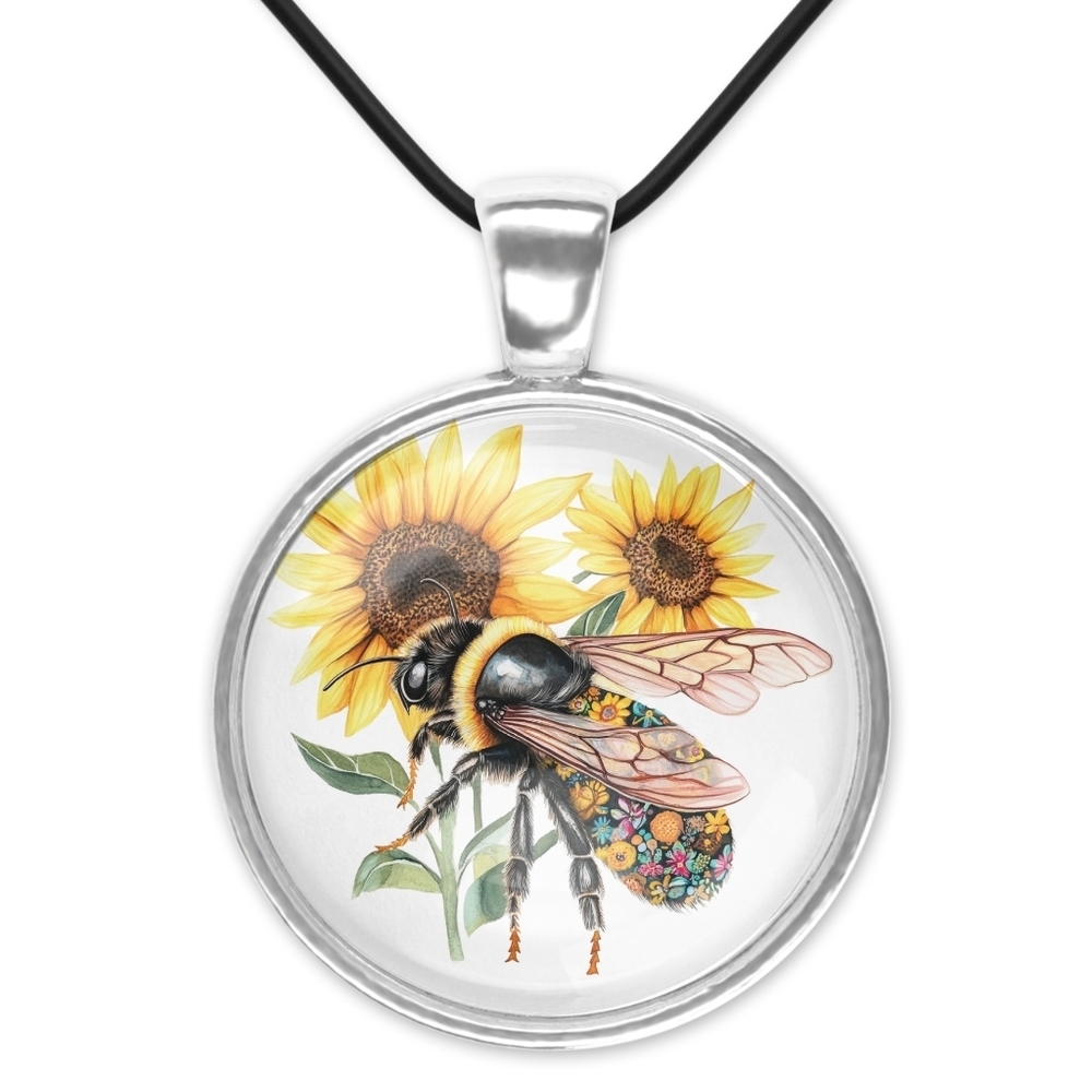 Floral Bee Pendant Necklace